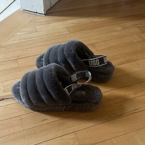 UGG Charcoal Plush Slides